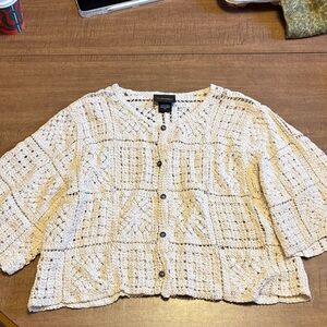 Cream Crochet Button-Down Top